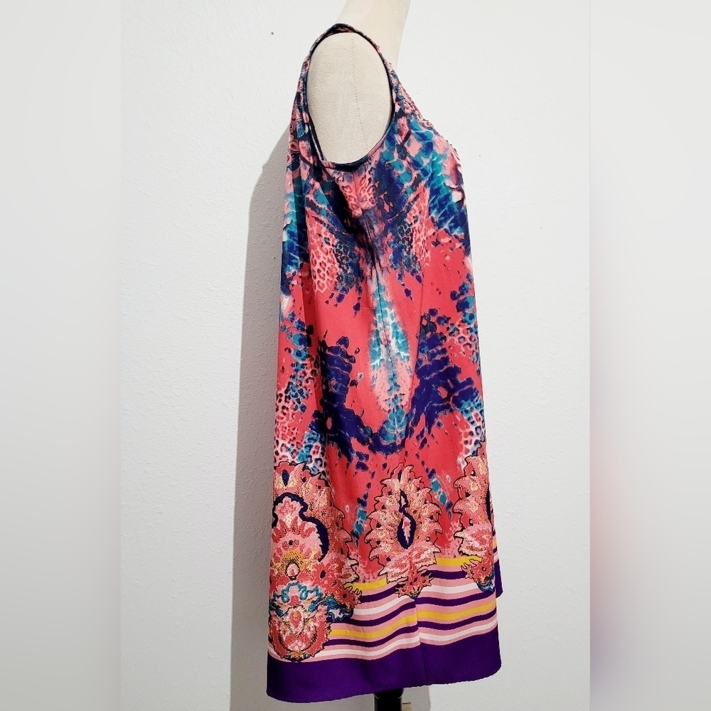 Island Expression Sleeveless Colorful Dress Tropical Beachy Bling Womans Size XL - Picture 5 of 11